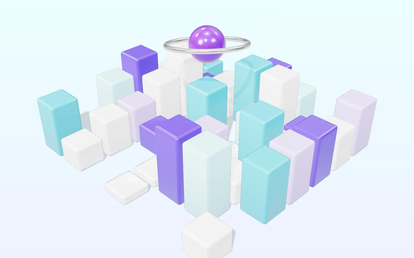 Isometric 3D blocks representing products we build